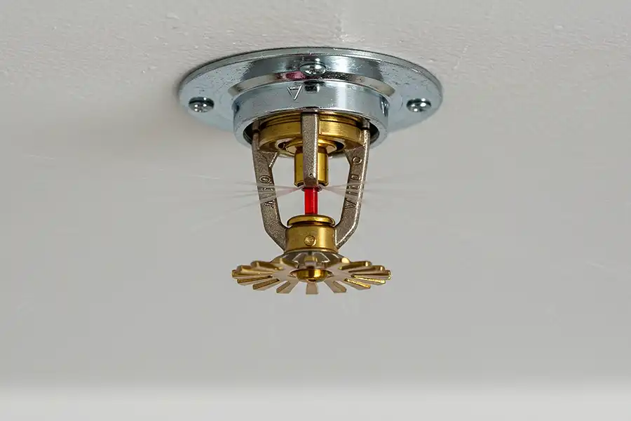 F. J. Murphy & Son, Inc.—Activating sprinkler system on a white ceiling shows a home safety sprinkler spraying water for fire prevention in Springfield, IL.