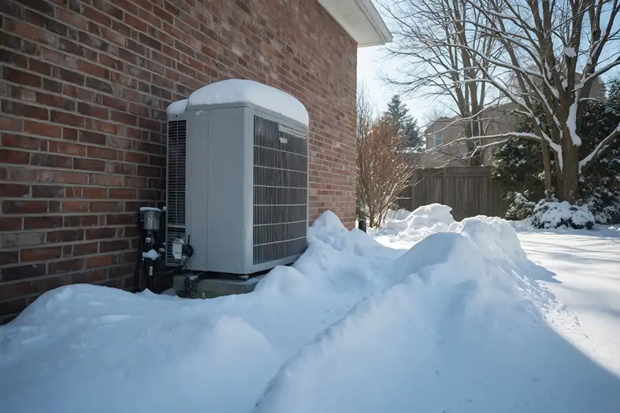 F.J. Murphy & Son, Inc.—An outdoor HVAC unit covered in snow during the winter season in Springfield, IL.